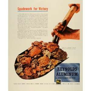  1943 Ad Reynolds Aluminum Metal Shovel Bauxite Ore Mine 