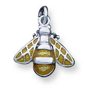  Sterling Silver Rhod Enameled Yellow Bee Charm: Jewelry