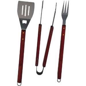  BBQ Tool Set with Wood Handles, 3 Pc Patio, Lawn & Garden