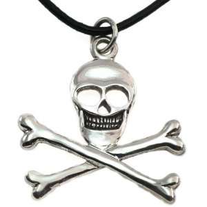   Large Skull and Crossbones Pirate Pendant Necklace: Badali: Jewelry
