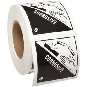   Hazardous Material Shipping Label, Legend Corrosive 8 (500 Per Roll