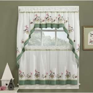  Bird Song Embroidered Tier Curtain: Home & Kitchen