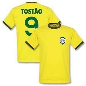   Brazil Home Retro Shirt + Tostao 9 (Retro Style): Sports & Outdoors
