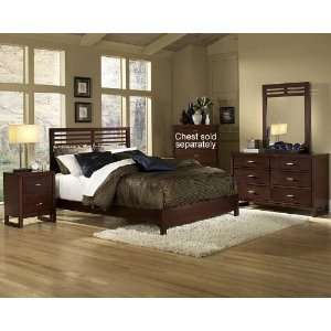  4pc Twin Size Bedroom Set Slat Design Bed in Cherry: Home 