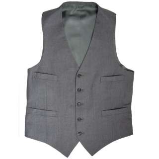 VINTAGE Mens Mod Indie 3 Piece Banker Grey Pinstripe Vest Suit 40 L 