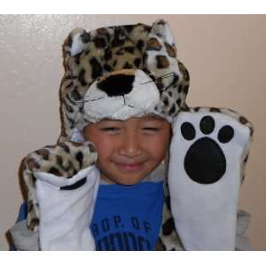 Jaguar Plush Cosplay Hat with Mittens 3 in 1 (Hat, Scarf 