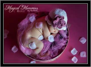 CROCHET ♥ NEWBORN BABY GIRL VINTAGE FLOWER HAT/BEANIE  