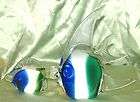 murano blue / green art glass paperweight mama / baby