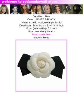 High luxury WHITE big camellia brooch  BLACK  