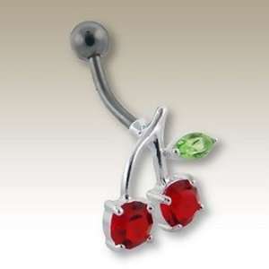  Crystal Cherry Belly Button Ring: Jewelry