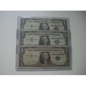  Lot of 3 One Dollar Silver Certificates Series 1957 Three 