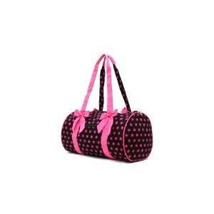  Belvah Black and Pink Polka Dot Medium Duffle Bag 