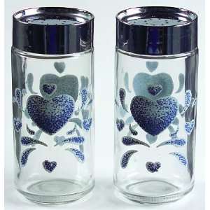  Corning Blue Hearts Glassware Salt and Pepper Set, Fine 