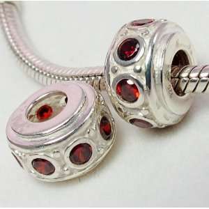  Beads Charms Jewelry Sale) Ruby Red Zirconia Stone .925 