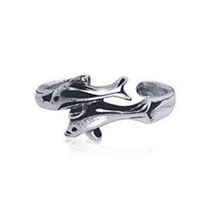   Free Sterling Silver Antique Finish Toering Dolphin Toe Ring: Jewelry