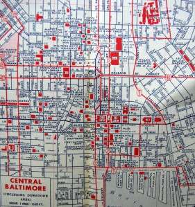 TEXACO OIL BALTIMORE MARYLAND CITY STREET MAP 1963  