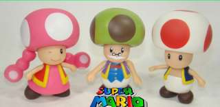 7pcs super mario brothers movable figures TOAD TOADETTE  
