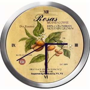  ROSAS 14 Inch Coffee Metal Clock Quartz Movement: Kitchen 