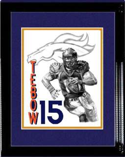 TIM TEBOW FLORIDA LITHOGRAPH POSTER PRINT IN DENVER BRONCOS JERSEY 