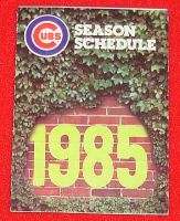 1985 Chicago Cubs Baseball Schedule Old Style  