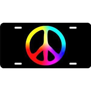  Tie Dye Peace Sign Auto License Plate Black: Everything 