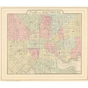  Mitchell 1884 Antique Map of Baltimore