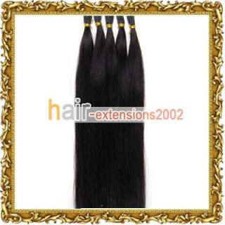 16 I tip Remy INDIAN Human Hair Extensions 100s #1B  Natural black, 0 