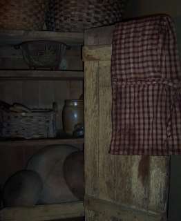 Primitive Early Look Prairie Bonnet  Aged Barn Red Check Homespun 