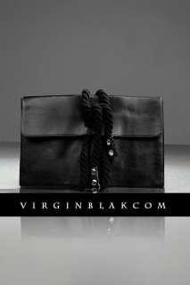 vb HOMME Rope Strapped Leather Envelope Clutch Chic 3EF  