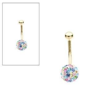  10KT Gold Multi Color Crystal Body Jewelry: Jewelry