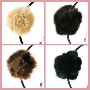 Celebrity Genuine Beautiful Mink Fur Flower Headband Free Shipping 