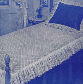 Vintage Crochet Pattern Bedspread Lace Ruffle Coverlet  