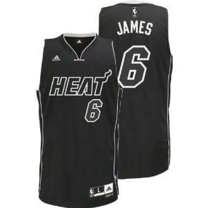 Adidas Miami Heat Lebron James Black & White Fashion Swingman Jersey 