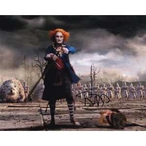 Johhny Depp Autograph Signed Mad Hatter Pic   COA from INDEPENDENT 3rd 