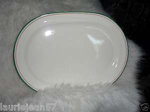 OVAL RESTAURANT WARE PLATE!! ONEIDA EXPRESS. GREEN & RED BAND. 10 1/4 