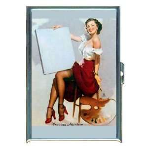  PIN UP GIRL ARTIST PAINT BLANK CANVAS ID Holder, Cigarette 