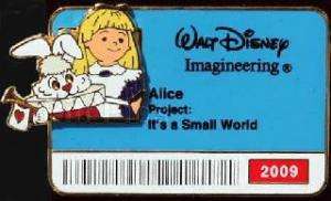 Disney Pin WDI Its a Small World ID Badge Alice/Rabbit  
