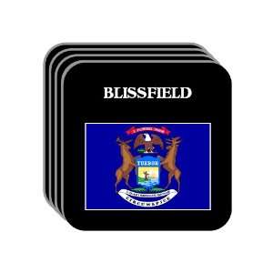  US State Flag   BLISSFIELD, Michigan (MI) Set of 4 Mini 