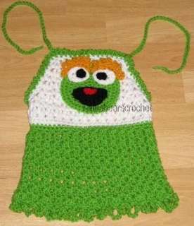 CUSTOM Crochet Sesame Street OSCAR GROUCH Halter Shirt  