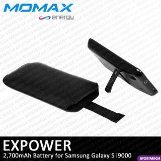 Momax EXPower 2700mAh Battery Clip Stand Samsung Galaxy S i9000 Black 