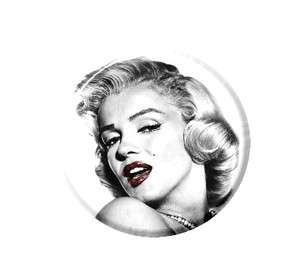 Marilyn Monroe Red Lips Black & White 2.25 Magnet Mirror Button 