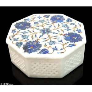  Marble inlay jewelry box, Blue Roses