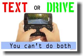 NEW Driving Cell Phone Safety Texting POSTER   TEXT or DRIVE   You Can 