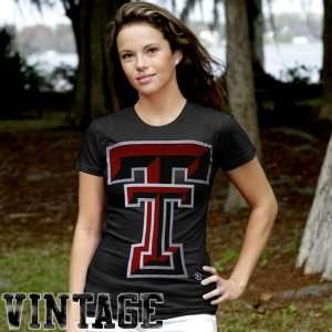 My U Texas Tech Red Raiders Ladies Black Gigantor Vintage T shirt 