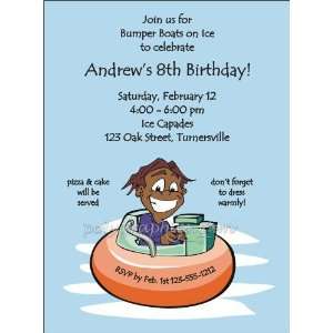  Bumper Boat Boy On Ice (brown Skin) Party Invitations 