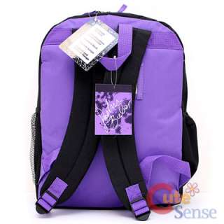 Justin Bieber School Backpack 16 Large Bag Purple Black Bieber Fever 