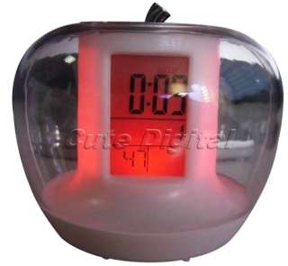 New Cute Apple Shape Digital Alarm Clock Thermometer  