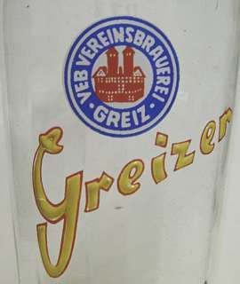 Rare 1940s Greizer bier glass from the VEB Vereinsbrauerei Greiz of 