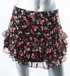 Guess Floral Tiered Ruffle Womens Mini Skirt Sz XS  