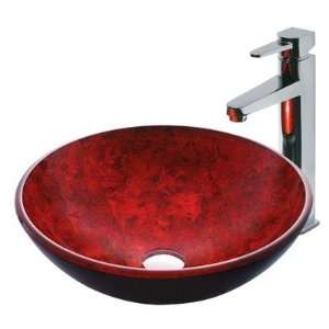  Terrassa Glass Vessel Sink with Faucet in Chrome